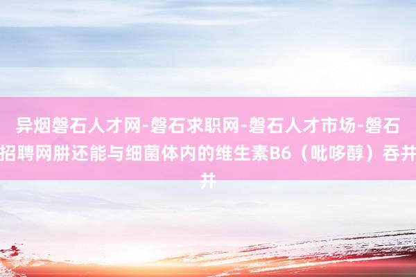 异烟磐石人才网-磐石求职网-磐石人才市场-磐石招聘网肼还能与细菌体内的维生素B6(吡哆醇)吞并